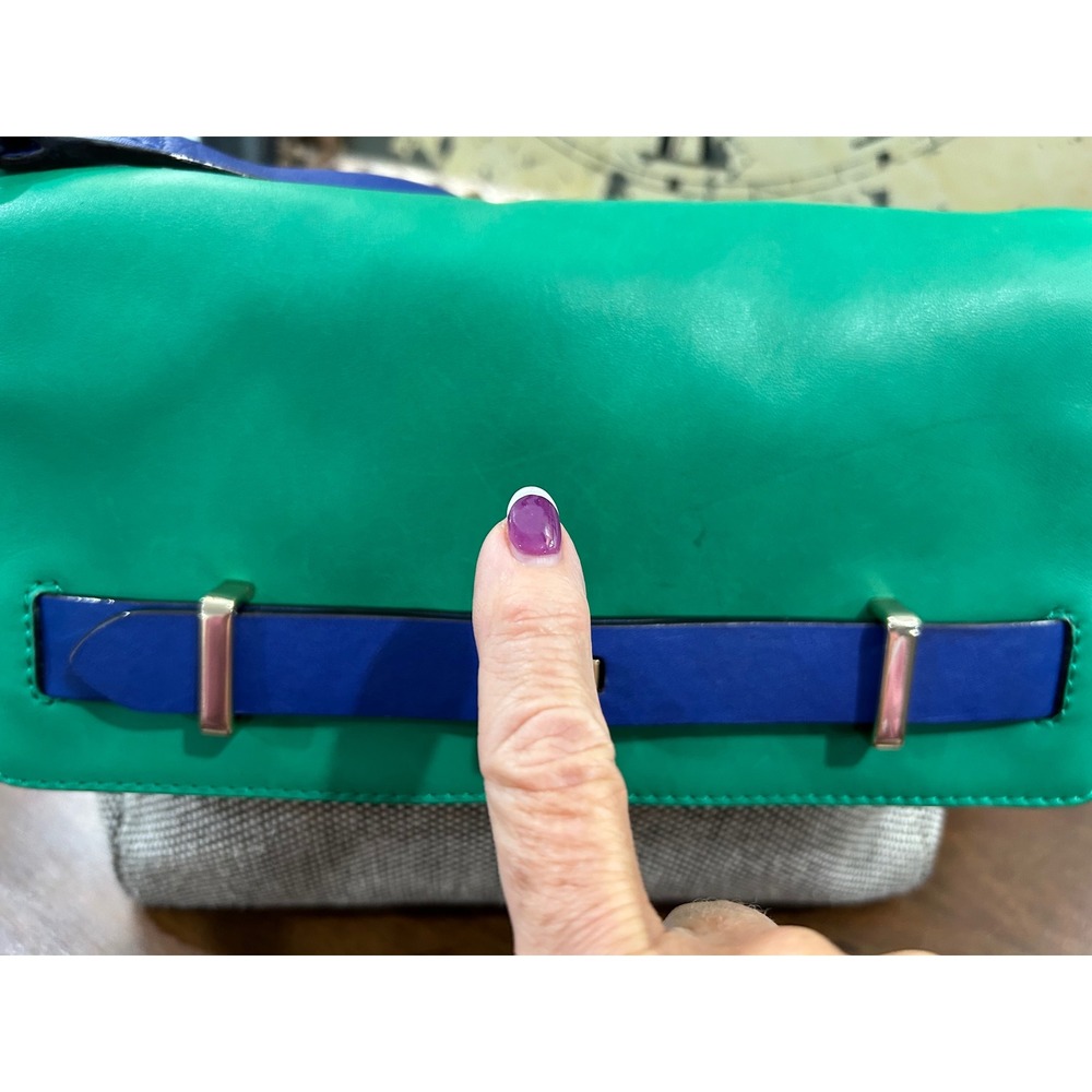 Kate Spade NY Carter Caden St. Crossbody Bag Green Blue Tweed Colorblock Sample - Picture 9 of 16
